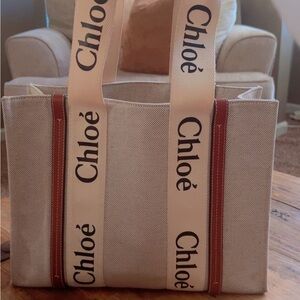Chloé Beige Canvas Tote Bag